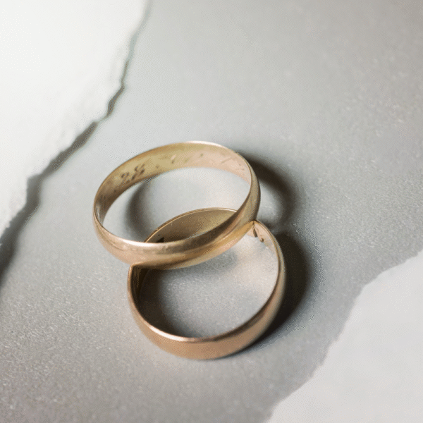 menopause divorce rate 2 wedding rings torn paper