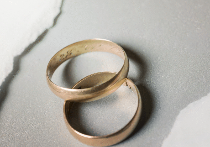 menopause divorce rate 2 wedding rings torn paper